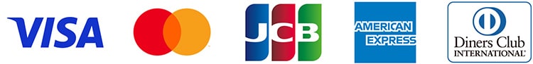 Visa,Mastercard,JCB,American Express,Diners Club